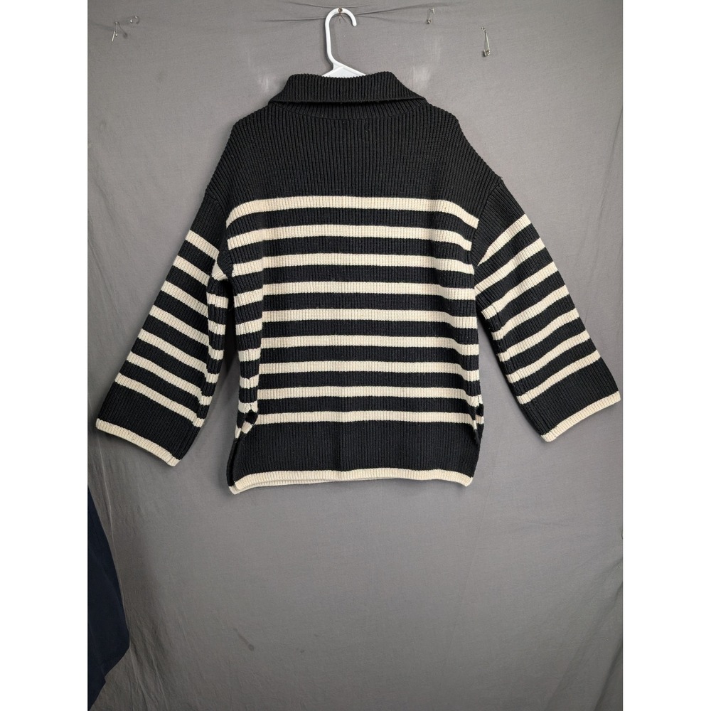 HM Black White Striped Ribbed Knit Sweater Small 965558